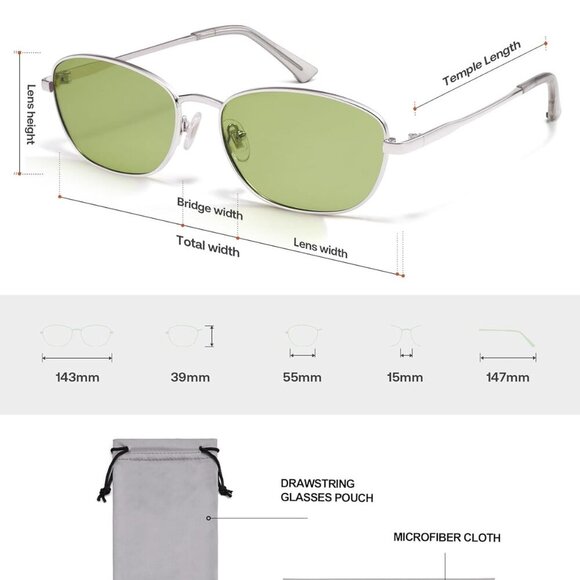 Oval Polarized Sunglasses Men Women Vintage 90s Style UV400 Protection - Picture 5 of 5